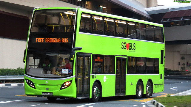 Green double decker bus