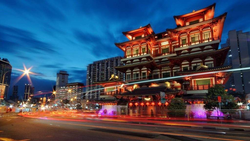 temple in singapore chinatown - street view